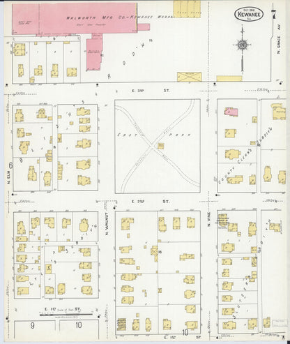 Sanborn Fire Insurance Map from Kewanee, Henry County, Illinois (1918), Sheet #0007 - Complete Map Set gallery image, historic Sanborn map, vintage wall art, Illinois Illinois