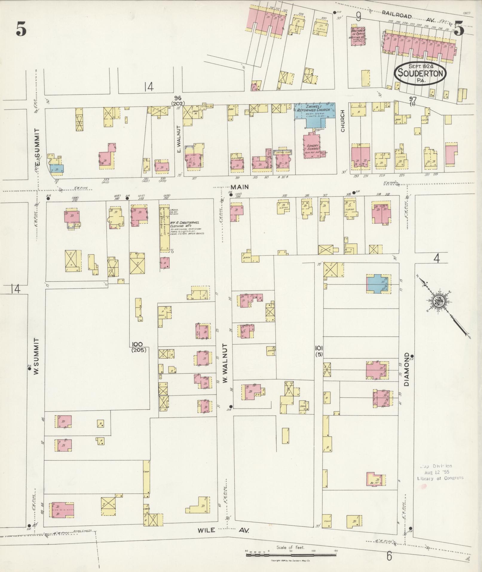 Sanborn Fire Insurance Map from Souderton, Montgomery County, Pennsylvania (1924), Sheet #0005 - Complete Map Set gallery image, historic Sanborn map, vintage wall art, Pennsylvania Pennsylvania