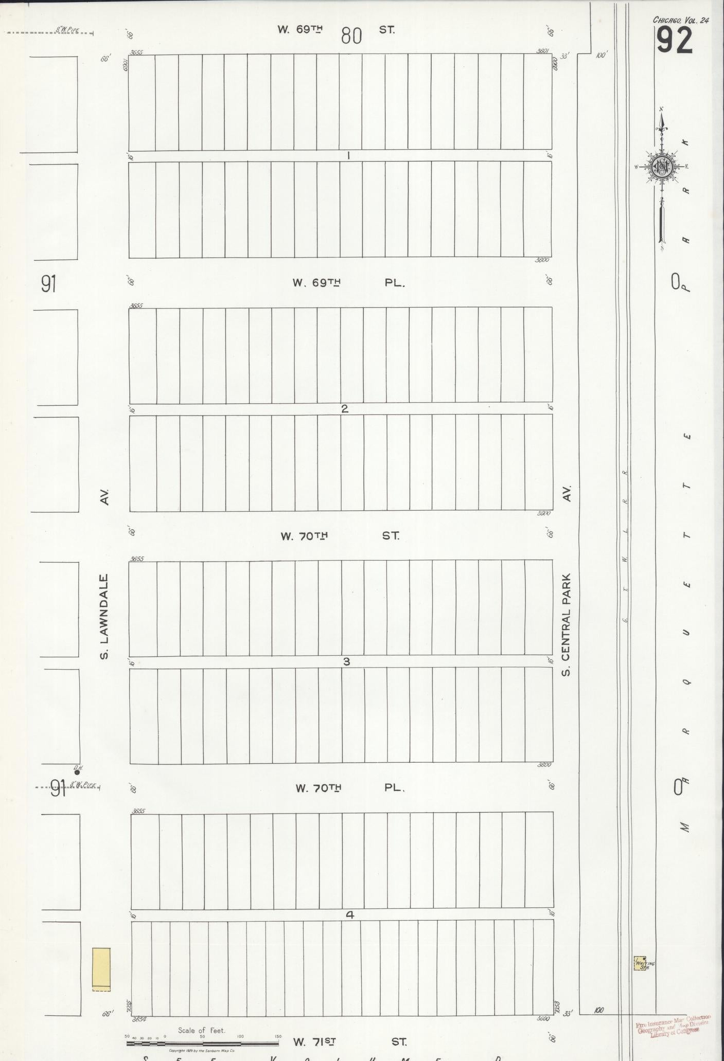 Sanborn Fire Insurance Map from Chicago, Cook County, Illinois (1920), Sheet #0092 - Historic Sanborn Fire Insurance Map Print, vintage old map wall art, antique decor, genealogy gift, Illinois Illinois map