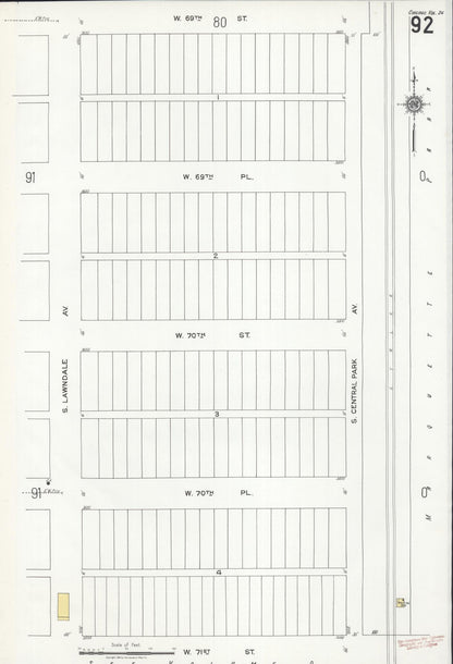 Sanborn Fire Insurance Map from Chicago, Cook County, Illinois (1920), Sheet #0092 - Historic Sanborn Fire Insurance Map Print, vintage old map wall art, antique decor, genealogy gift, Illinois Illinois map