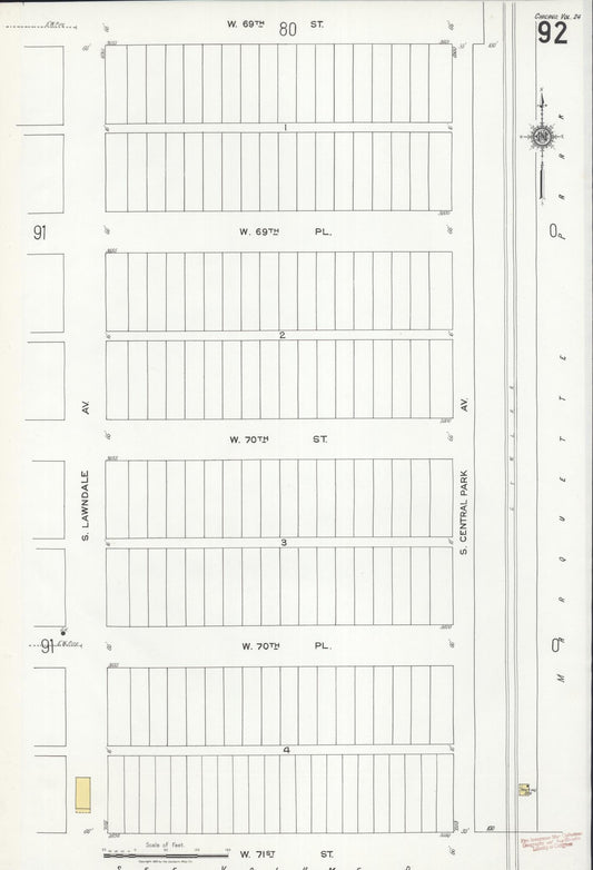 Sanborn Fire Insurance Map from Chicago, Cook County, Illinois (1920), Sheet #0092 - Historic Sanborn Fire Insurance Map Print, vintage old map wall art, antique decor, genealogy gift, Illinois Illinois map