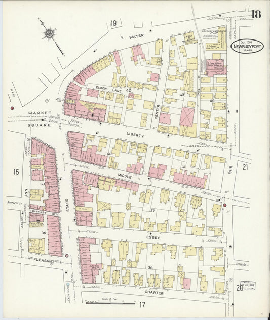 Sanborn Fire Insurance Map from Newburyport, Essex County, Massachusetts (1914), Sheet #0018 - Historic Sanborn Fire Insurance Map Print, vintage old map wall art, antique decor, genealogy gift, Massachusetts Massachusetts map