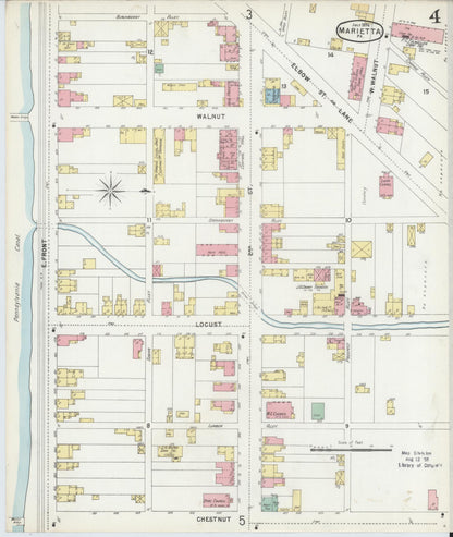 Sanborn Fire Insurance Map from Marietta, Lancaster County, Pennsylvania (1896), Sheet #0004 - Complete Map Set gallery image, historic Sanborn map, vintage wall art, Pennsylvania Pennsylvania
