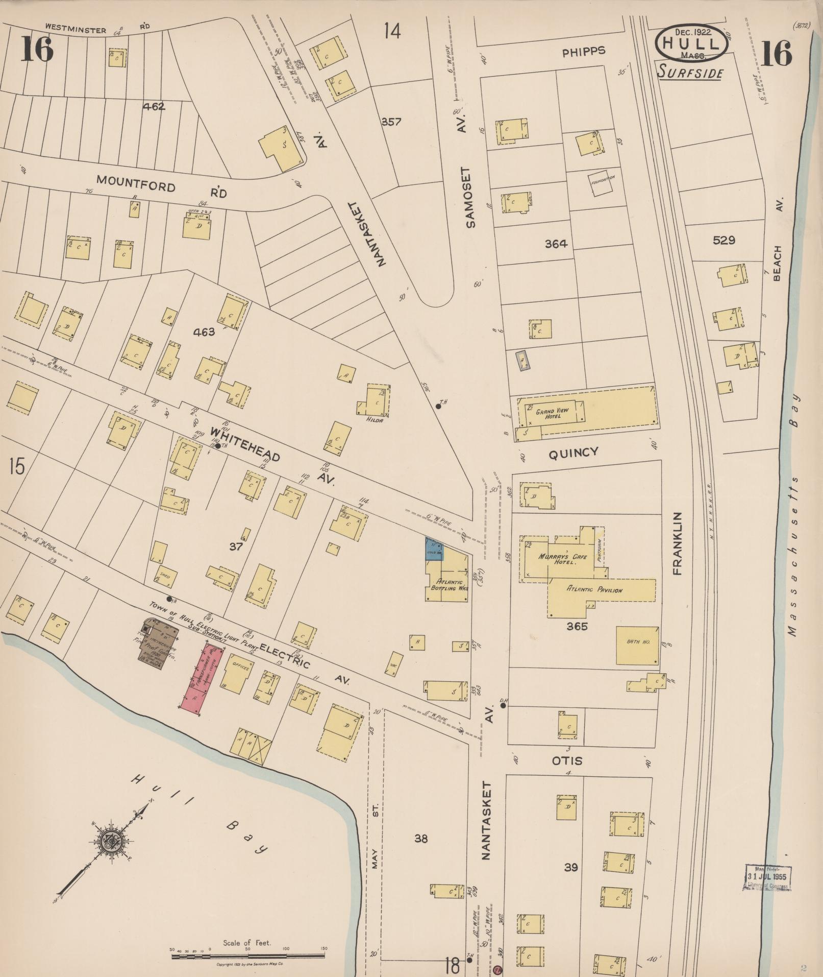 Sanborn Fire Insurance Map from Hull, Plymouth County, Massachusetts (1922), Sheet #0016 - Complete Map Set gallery image, historic Sanborn map, vintage wall art, Massachusetts Massachusetts