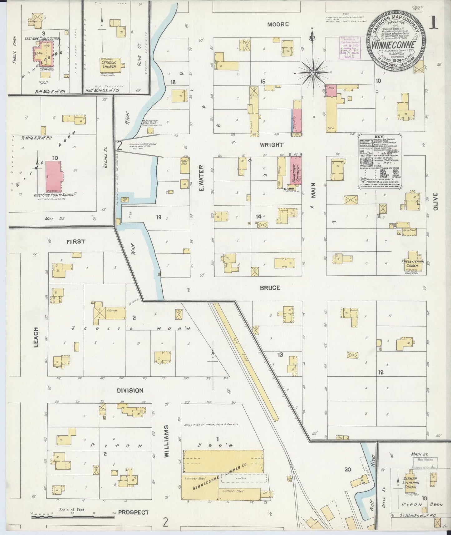 Sanborn Fire Insurance Map from Winneconne, Winnebago County, Wisconsin (1904), Sheet #0001 - Complete Map Set gallery image, historic Sanborn map, vintage wall art, Wisconsin Wisconsin