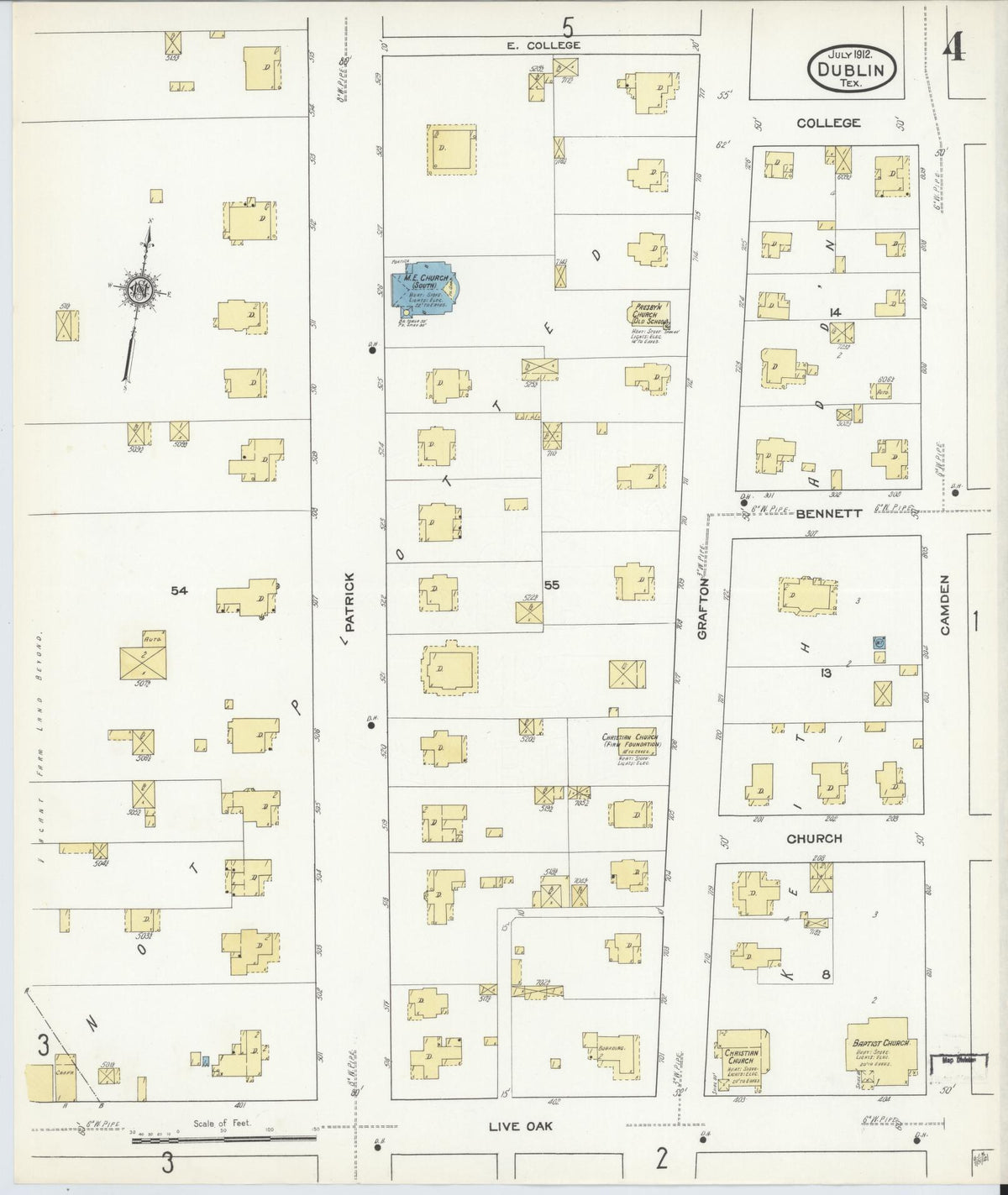 Sanborn Fire Insurance Map from Dublin, Erath County, Texas (1912), Sheet #0004 - Complete Map Set gallery image, historic Sanborn map, vintage wall art, Texas Texas