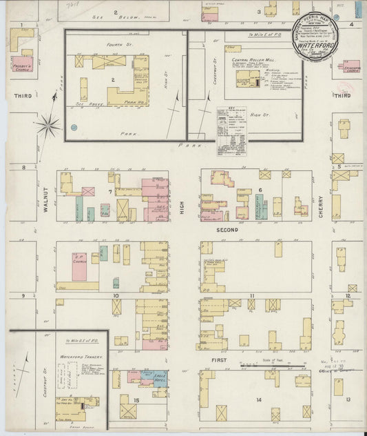 Sanborn Fire Insurance Map from Waterford, Erie County, Pennsylvania (1895), Sheet #0001 - Historic Sanborn Fire Insurance Map Print, vintage old map wall art, antique decor, genealogy gift, Pennsylvania Pennsylvania map