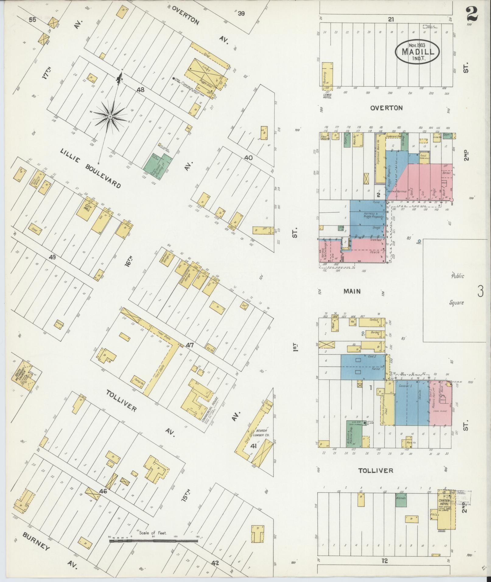 Sanborn Fire Insurance Map from Madill, Marshall County, Oklahoma (1903), Sheet #0002 - Historic Sanborn Fire Insurance Map Print, vintage old map wall art, antique decor, genealogy gift, Oklahoma Oklahoma map