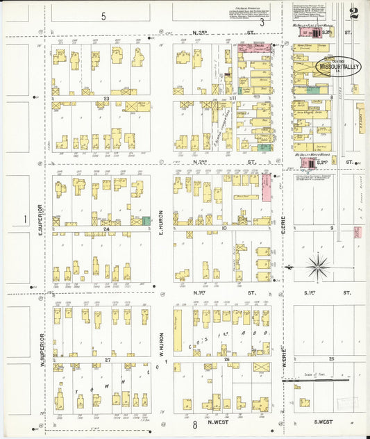 Sanborn Fire Insurance Map from Missouri Valley, Harrison County, Iowa (1901), Sheet #0002 - Historic Sanborn Fire Insurance Map Print, vintage old map wall art, antique decor, genealogy gift, Missouri Missouri map