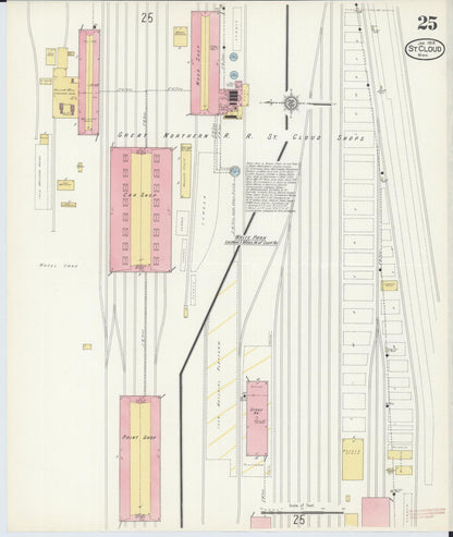 Sanborn Fire Insurance Map from Saint Cloud, Stearns, Benton, and Sherburne Counties, Minnesota (1913), Sheet #0025 - Complete Map Set gallery image, historic Sanborn map, vintage wall art, Minnesota Minnesota