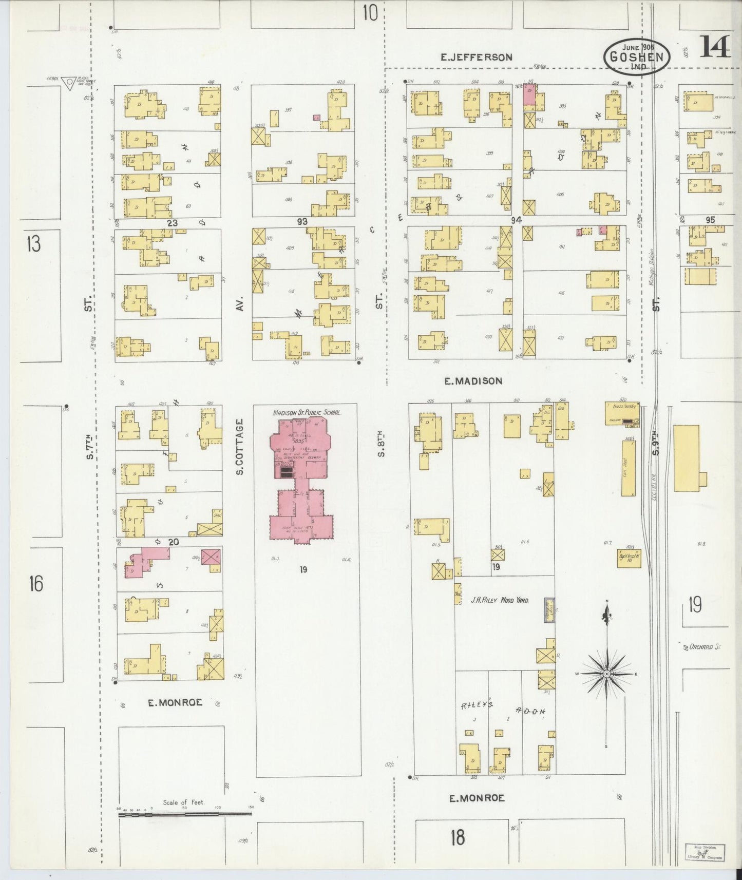 Sanborn Fire Insurance Map from Goshen, Elkhart County, Indiana (1905), Sheet #0014 - Complete Map Set gallery image, historic Sanborn map, vintage wall art, Indiana Indiana