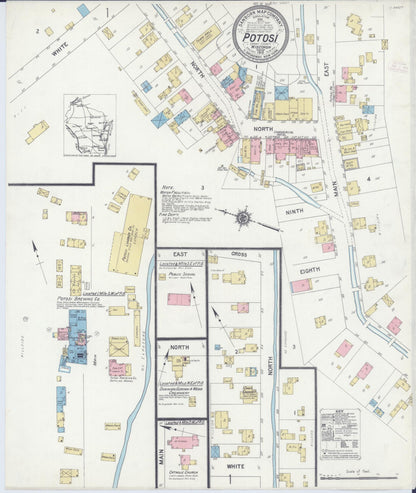 Sanborn Fire Insurance Map from Potosi, Grant County, Wisconsin (1912), Sheet #0001 - Historic Sanborn Fire Insurance Map Print, vintage old map wall art, antique decor, genealogy gift, Wisconsin Wisconsin map