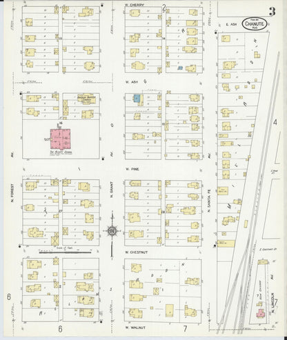Sanborn Fire Insurance Map from Chanute, Neosho County, Kansas (1911), Sheet #0003 - Complete Map Set gallery image, historic Sanborn map, vintage wall art, Kansas Kansas