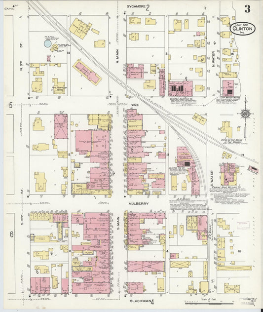 Sanborn Fire Insurance Map from Clinton, Vermillion County, Indiana (1910), Sheet #0003 - Historic Sanborn Fire Insurance Map Print, vintage old map wall art, antique decor, genealogy gift, Indiana Indiana map