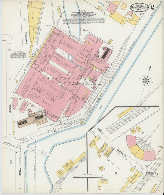 Sanborn Fire Insurance Map from Rumford Falls, Oxford County, Maine (1903), Sheet #0002 - Historic Sanborn Fire Insurance Map Print, vintage old map wall art, antique decor, genealogy gift, Maine Maine map