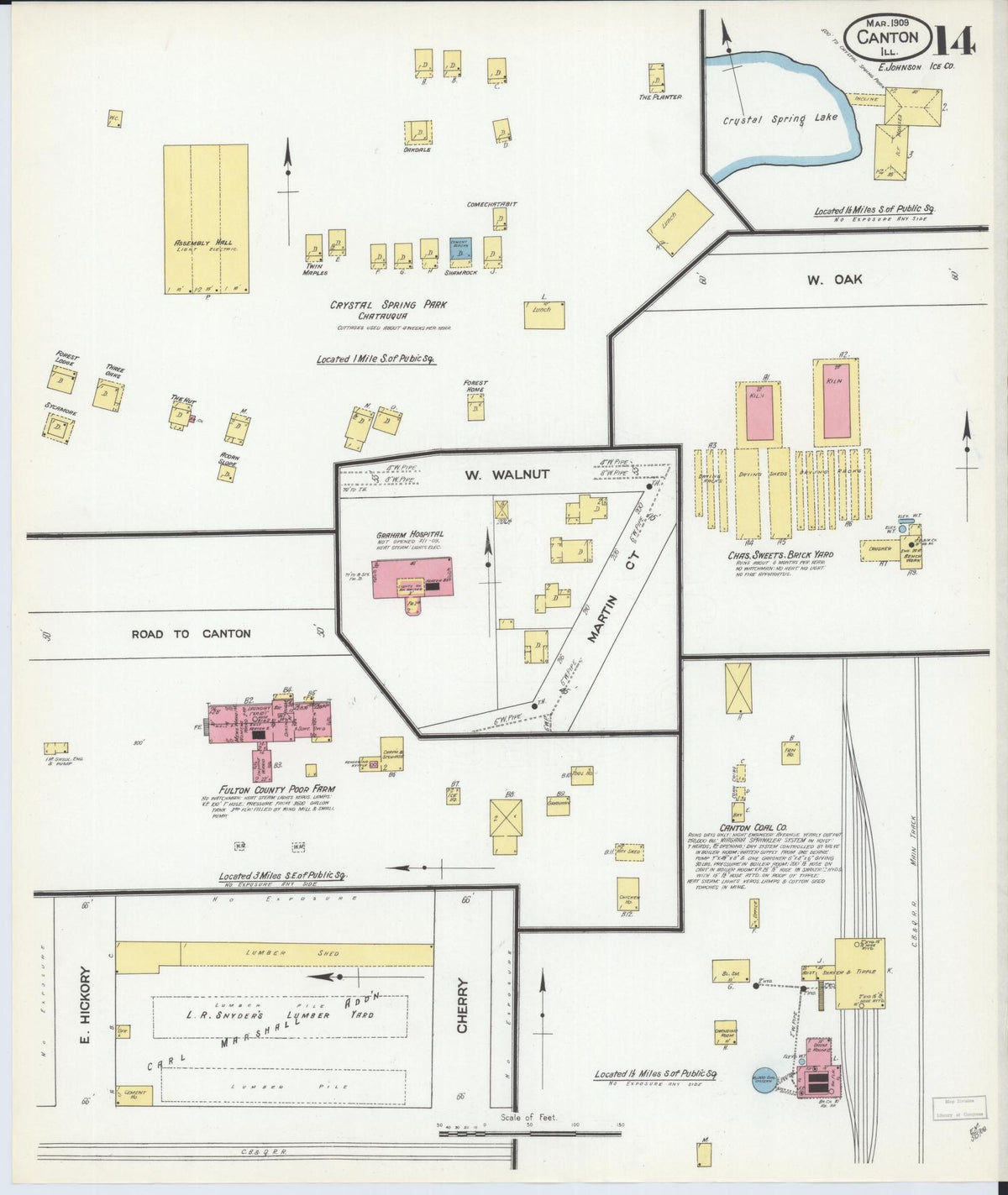Sanborn Fire Insurance Map from Canton, Fulton County, Illinois (1909), Sheet #0014 - Historic Sanborn Fire Insurance Map Print, vintage old map wall art, antique decor, genealogy gift, Illinois Illinois map
