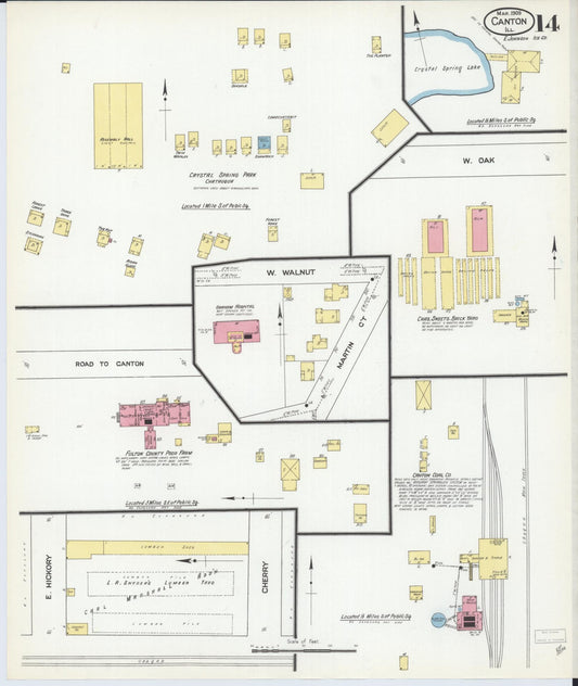 Sanborn Fire Insurance Map from Canton, Fulton County, Illinois (1909), Sheet #0014 - Historic Sanborn Fire Insurance Map Print, vintage old map wall art, antique decor, genealogy gift, Illinois Illinois map