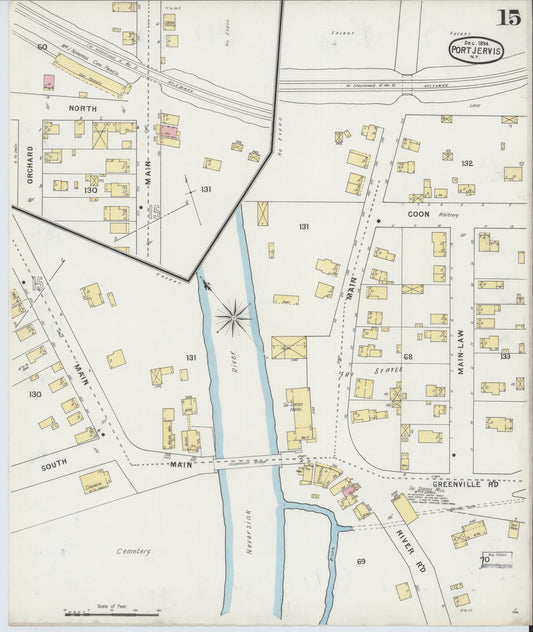 Sanborn Fire Insurance Map from Port Jervis, Orange County, New York (1894), Sheet #0015 - Historic Sanborn Fire Insurance Map Print, vintage old map wall art, antique decor, genealogy gift, New York New York map