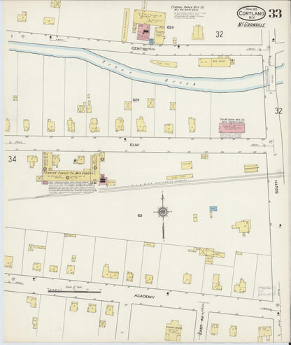 Sanborn Fire Insurance Map from Cortland, Cortland County, New York (1915), Sheet #0033 - Historic Sanborn Fire Insurance Map Print, vintage old map wall art, antique decor, genealogy gift, New York New York map