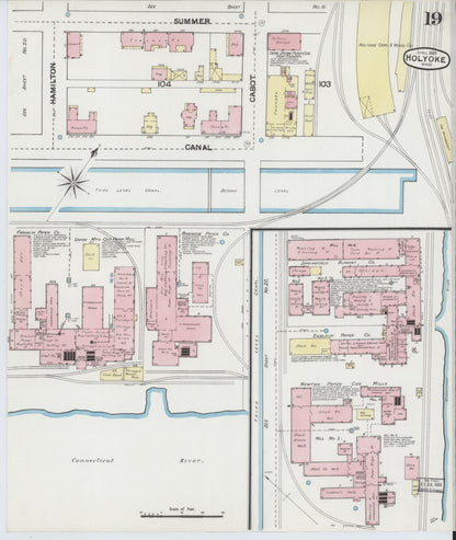 Sanborn Fire Insurance Map from Holyoke, Hampden County, Massachusetts (1889), Sheet #0019 - Complete Map Set gallery image, historic Sanborn map, vintage wall art, Massachusetts Massachusetts