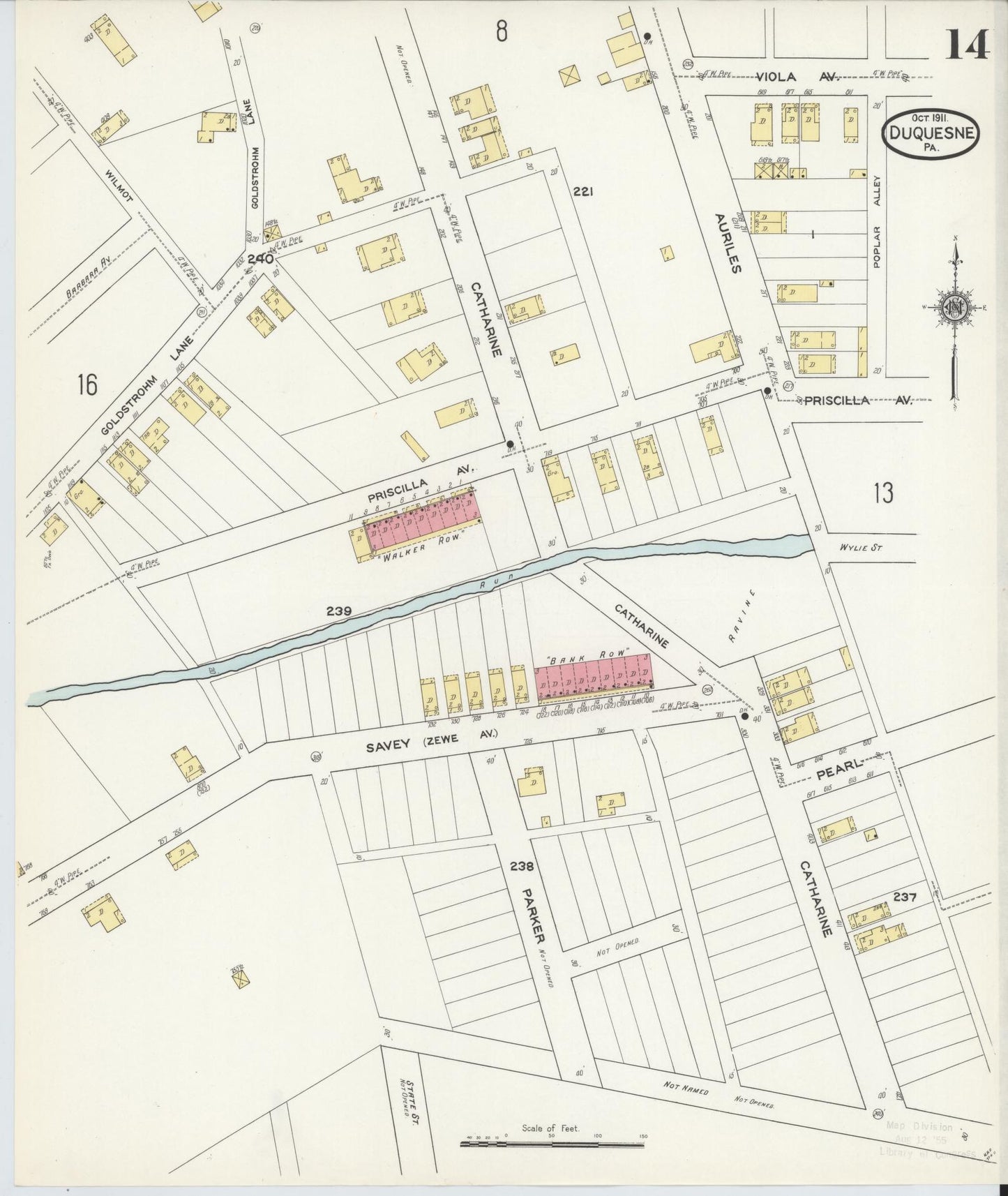 Sanborn Fire Insurance Map from Duquesne, Allegheny County, Pennsylvania (1911), Sheet #0014 - Historic Sanborn Fire Insurance Map Print, vintage old map wall art, antique decor, genealogy gift, Pennsylvania Pennsylvania map