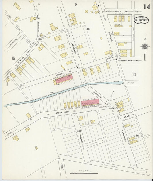 Sanborn Fire Insurance Map from Duquesne, Allegheny County, Pennsylvania (1911), Sheet #0014 - Historic Sanborn Fire Insurance Map Print, vintage old map wall art, antique decor, genealogy gift, Pennsylvania Pennsylvania map