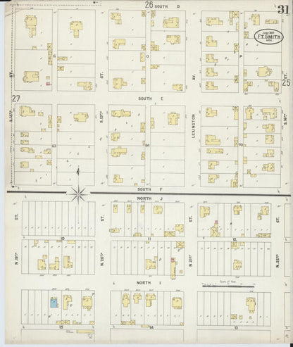 Sanborn Fire Insurance Map from Fort Smith, Sebastian County, Arkansas (1897), Sheet #0031 - Complete Map Set gallery image, historic Sanborn map, vintage wall art, Arkansas Arkansas