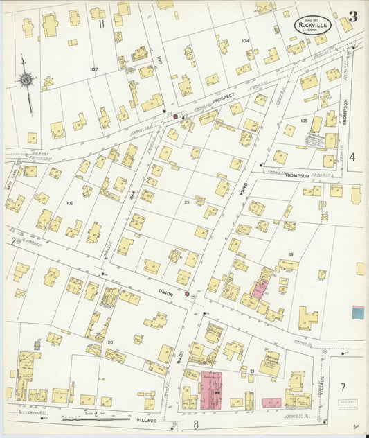 Sanborn Fire Insurance Map from Rockville, Tolland County, Connecticut (1911), Sheet #0003 - Historic Sanborn Fire Insurance Map Print, vintage old map wall art, antique decor, genealogy gift, Connecticut Connecticut map