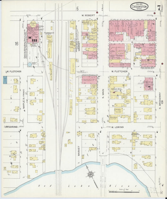 Sanborn Fire Insurance Map from Crookston, Polk County, Minnesota (1913), Sheet #0007 - Historic Sanborn Fire Insurance Map Print, vintage old map wall art, antique decor, genealogy gift, Minnesota Minnesota map