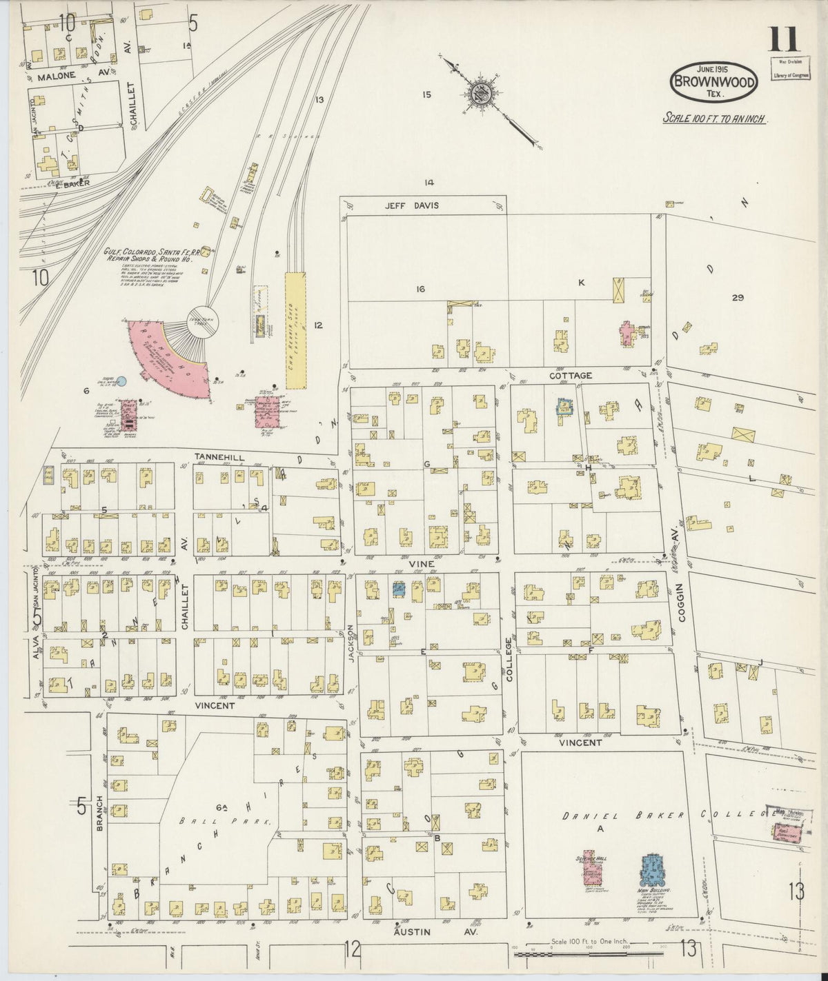 Sanborn Fire Insurance Map from Brownwood, Brown County, Texas (1915), Sheet #0011 - Complete Map Set gallery image, historic Sanborn map, vintage wall art, Texas Texas