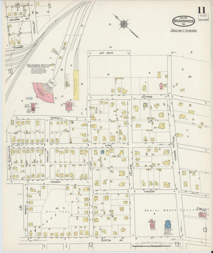 Sanborn Fire Insurance Map from Brownwood, Brown County, Texas (1915), Sheet #0011 - Complete Map Set gallery image, historic Sanborn map, vintage wall art, Texas Texas