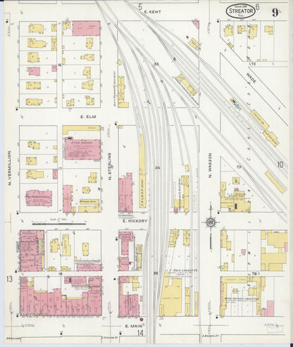 Sanborn Fire Insurance Map from Streator, La Salle County, Illinois (1916), Sheet #0009 - Complete Map Set gallery image, historic Sanborn map, vintage wall art, Illinois Illinois