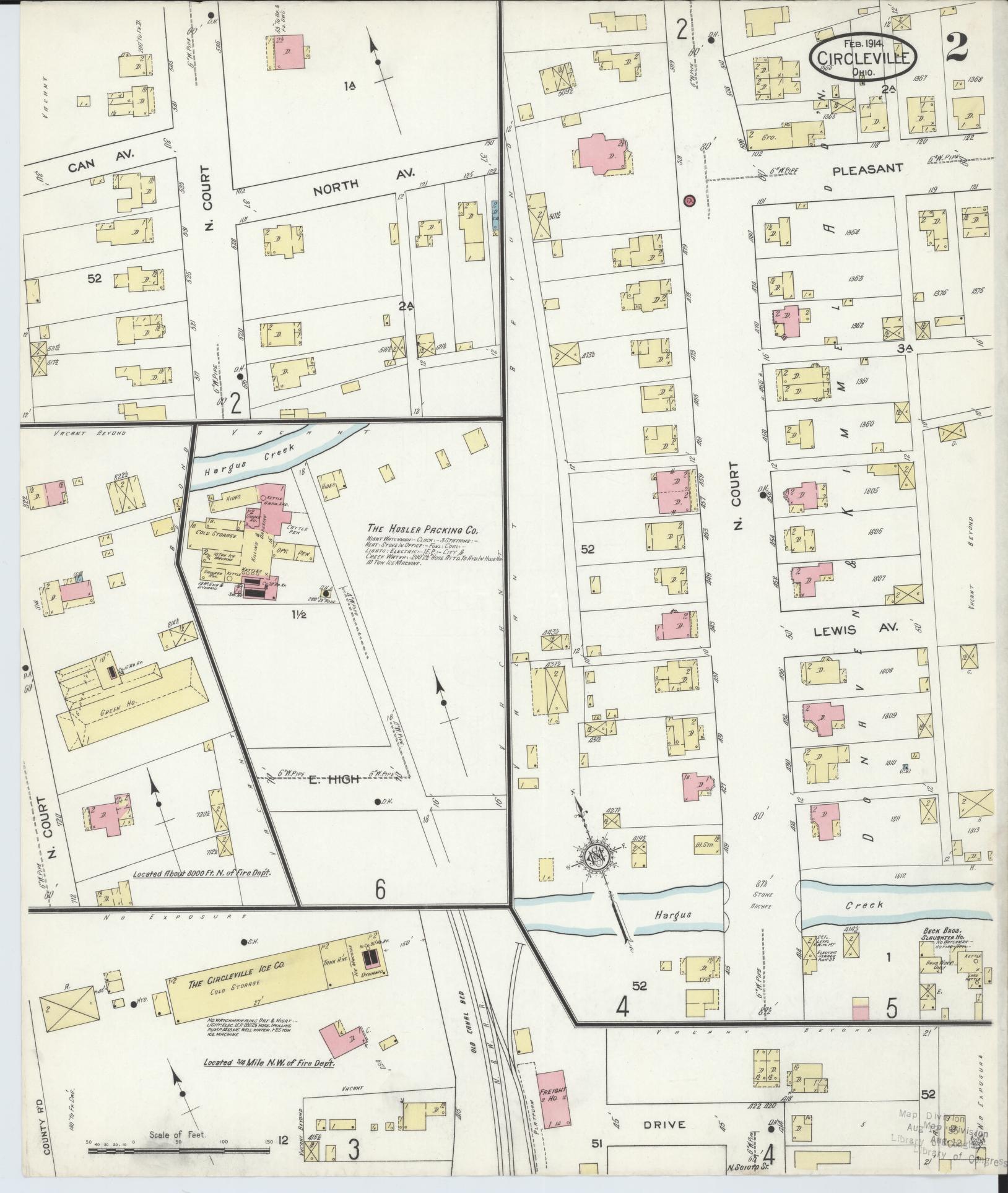 Sanborn Fire Insurance Map from Circleville, Pickaway County, Ohio (1914), Sheet #0002 - Historic Sanborn Fire Insurance Map Print, vintage old map wall art, antique decor, genealogy gift, Ohio Ohio map