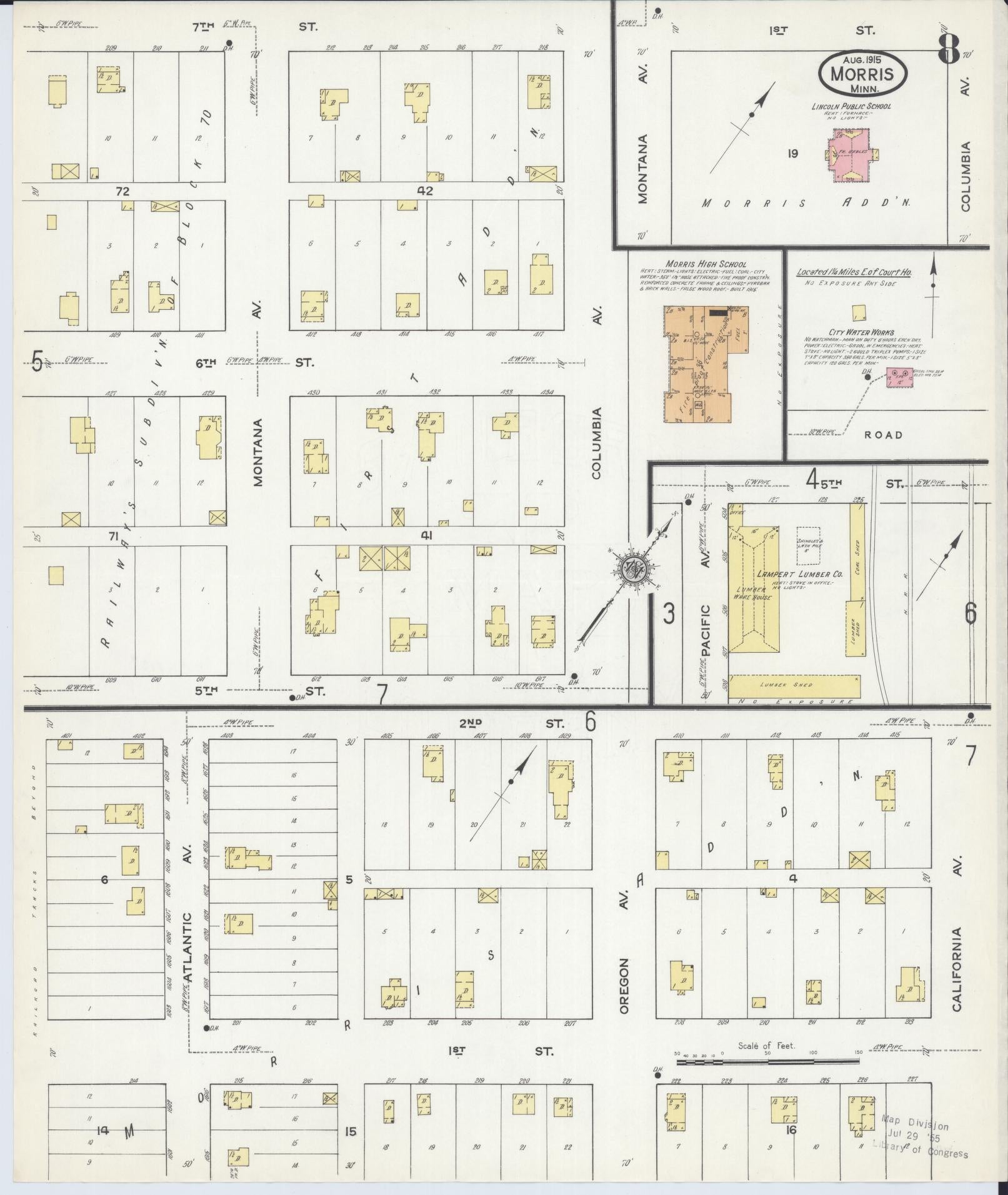 Sanborn Fire Insurance Map from Morris, Stevens County, Minnesota (1915), Sheet #0008 - Historic Sanborn Fire Insurance Map Print, vintage old map wall art, antique decor, genealogy gift, Minnesota Minnesota map