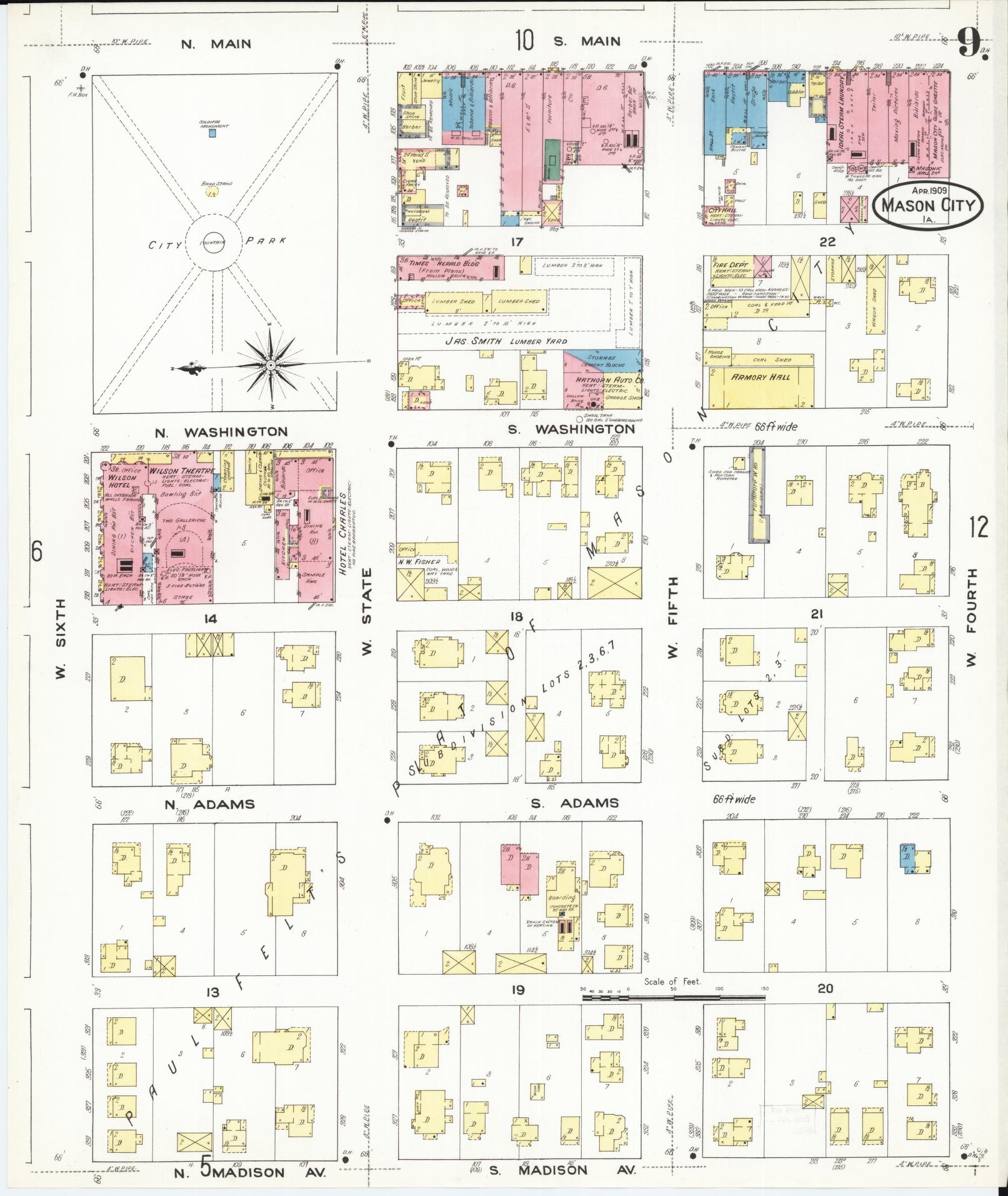Sanborn Fire Insurance Map from Mason City, Cerro Gordo County, Iowa (1909), Sheet #0009 - Historic Sanborn Fire Insurance Map Print
