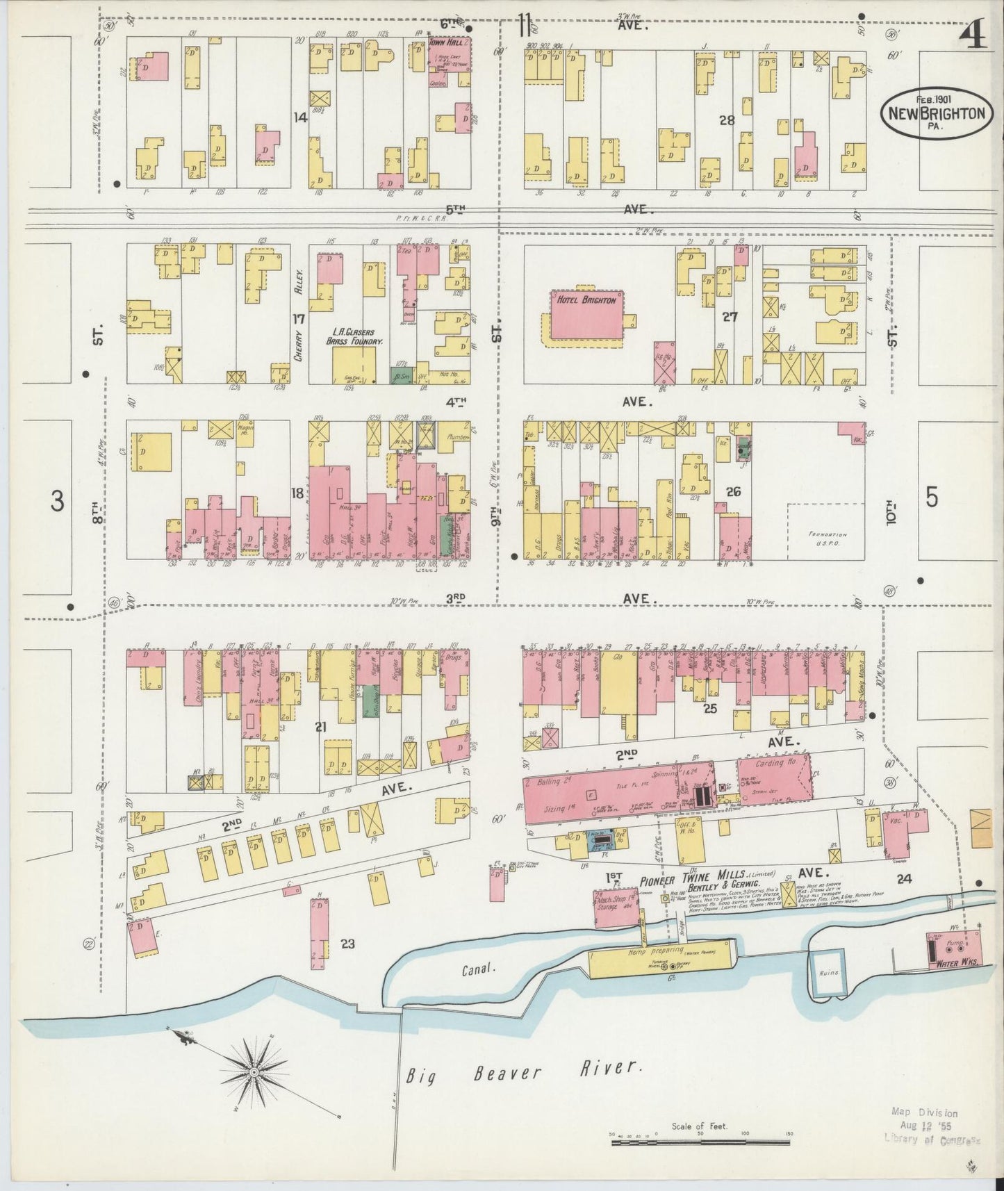 Sanborn Fire Insurance Map from New Brighton, Beaver County, Pennsylvania (1901), Sheet #0004 - Complete Map Set gallery image, historic Sanborn map, vintage wall art, Pennsylvania Pennsylvania