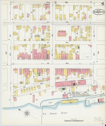Sanborn Fire Insurance Map from New Brighton, Beaver County, Pennsylvania (1901), Sheet #0004 - Complete Map Set gallery image, historic Sanborn map, vintage wall art, Pennsylvania Pennsylvania