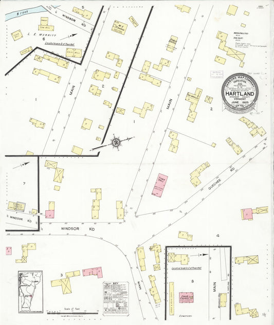 Sanborn Fire Insurance Map from Hartland, Windsor County, Vermont (1925), Sheet #0001 - Historic Sanborn Fire Insurance Map Print, vintage old map wall art, antique decor, genealogy gift, Vermont Vermont map