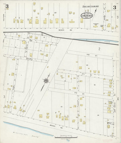 Sanborn Fire Insurance Map from Long Beach, Harrison County, Mississippi (1924), Sheet #0003 - Complete Map Set gallery image, historic Sanborn map, vintage wall art, Mississippi Mississippi