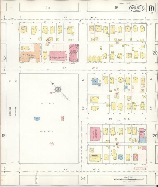 Sanborn Fire Insurance Map from Twin Falls, Twin Falls County, Idaho (1949), Sheet #0019 - Historic Sanborn Fire Insurance Map Print, vintage old map wall art, antique decor, genealogy gift, Falls Idaho map