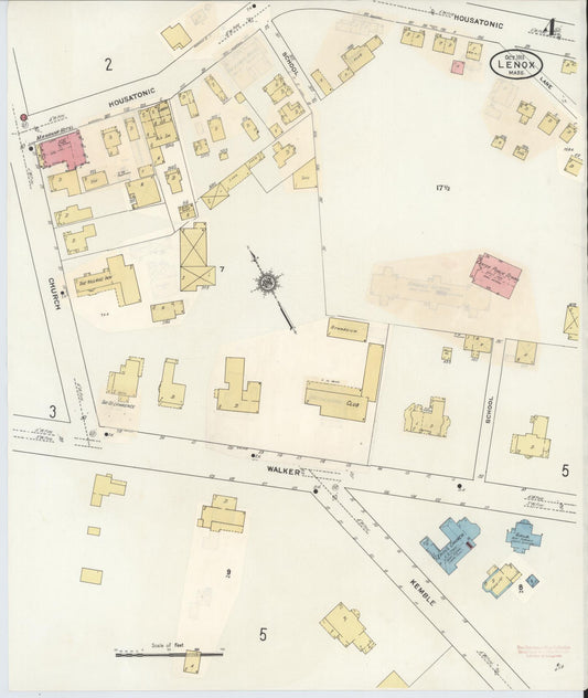 Sanborn Fire Insurance Map from Lenox, Berkshire County, Massachusetts (1939), Sheet #0004 - Historic Sanborn Fire Insurance Map Print, vintage old map wall art, antique decor, genealogy gift, Massachusetts Massachusetts map