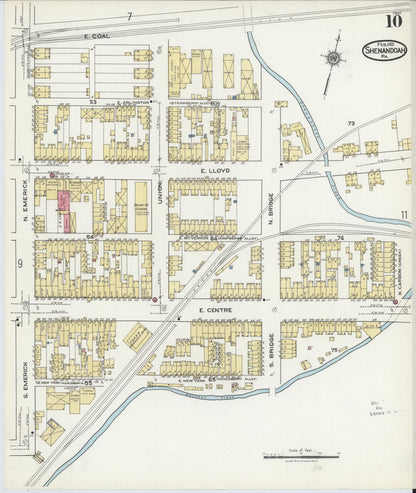Sanborn Fire Insurance Map from Shenandoah, Schuylkill County, Pennsylvania (1921), Sheet #0010 - Historic Sanborn Fire Insurance Map Print, vintage old map wall art, antique decor, genealogy gift, Pennsylvania Pennsylvania map
