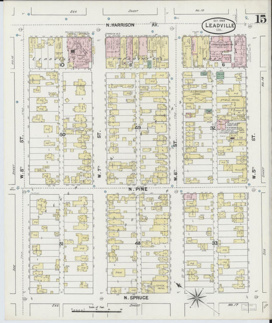 Sanborn Fire Insurance Map from Leadville, Lake County, Colorado (1889), Sheet #0015 - Historic Sanborn Fire Insurance Map Print, vintage old map wall art, antique decor, genealogy gift, Colorado Colorado map