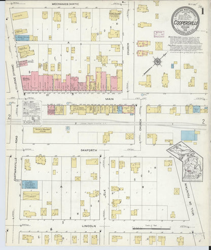 Sanborn Fire Insurance Map from Coopersville, Ottawa County, Michigan (1916), Sheet #0001 - Historic Sanborn Fire Insurance Map Print, vintage old map wall art, antique decor, genealogy gift, Michigan Michigan map