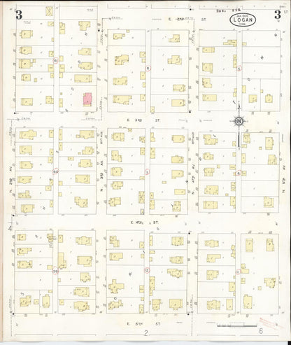 Sanborn Fire Insurance Map from Logan, Harrison County, Iowa (1934), Sheet #0003 - Historic Sanborn Fire Insurance Map Print, vintage old map wall art