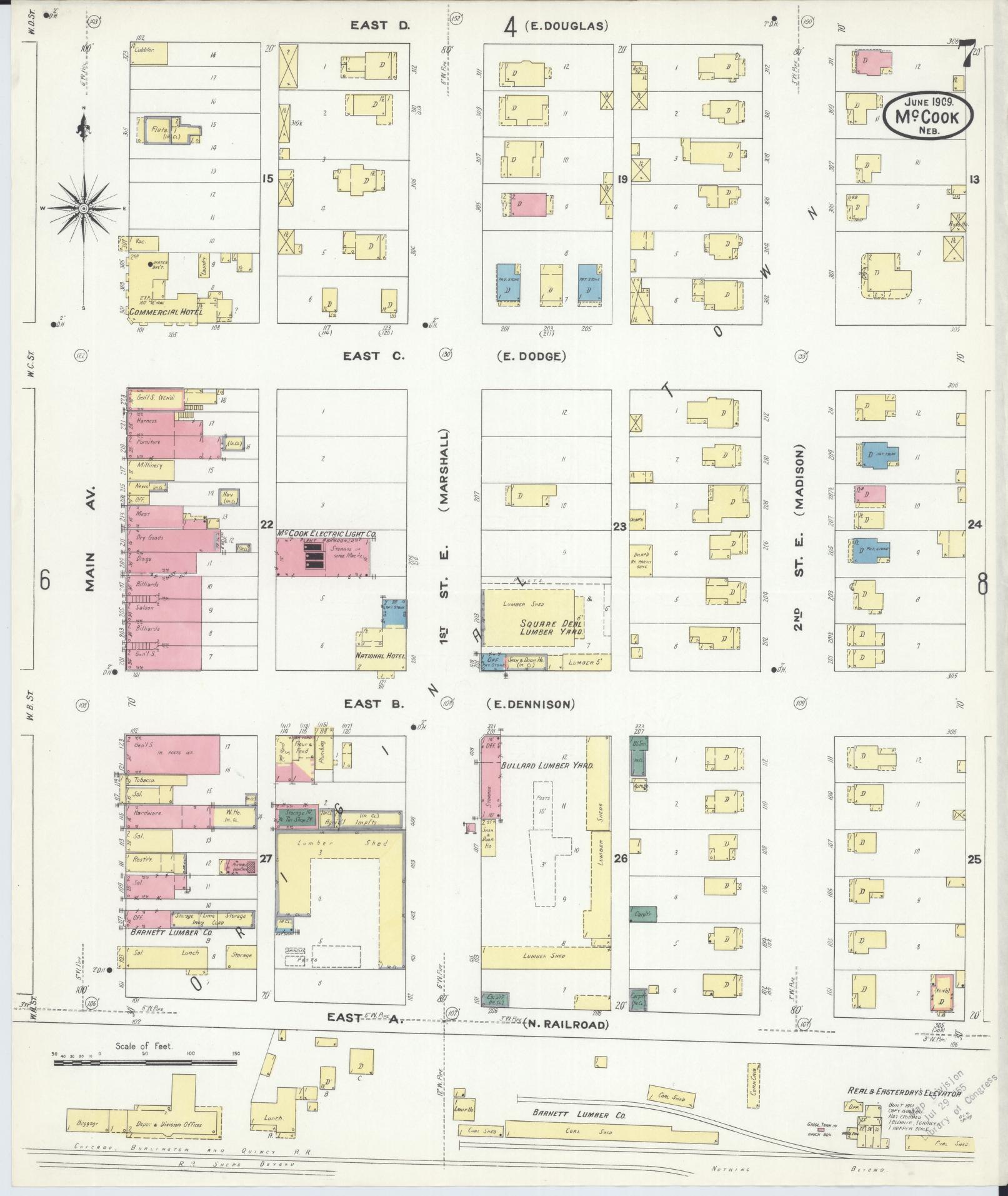 Sanborn Fire Insurance Map from Mccook, Red Willow County, Nebraska (1909), Sheet #0007 - Complete Map Set gallery image, historic Sanborn map, vintage wall art, Nebraska Nebraska