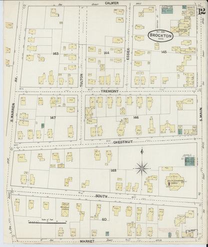 Sanborn Fire Insurance Map from Brockton, Plymouth County, Massachusetts (1889), Sheet #0012 - Complete Map Set gallery image, historic Sanborn map, vintage wall art, Massachusetts Massachusetts
