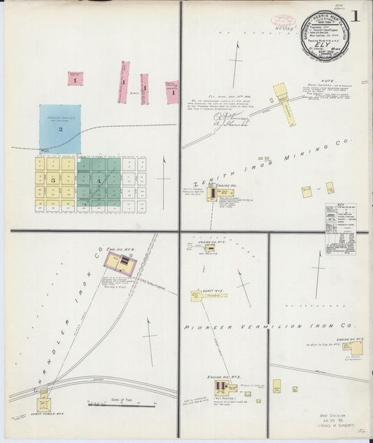 Sanborn Fire Insurance Map from Ely, Saint Louis County, Minnesota (1892), Sheet #0001 - Historic Sanborn Fire Insurance Map Print, vintage old map wall art, antique decor, genealogy gift, Minnesota Minnesota map