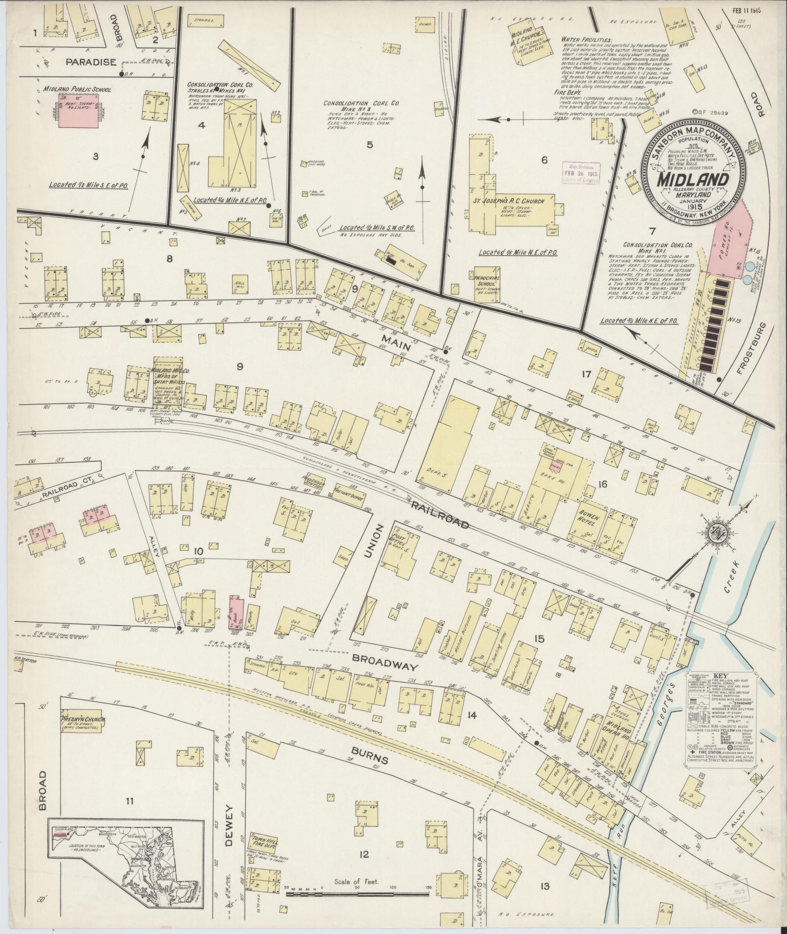 Sanborn Fire Insurance Map from Midland, Allegany County, Maryland. (1915) – Historic Sanborn Fire Insurance Map Print