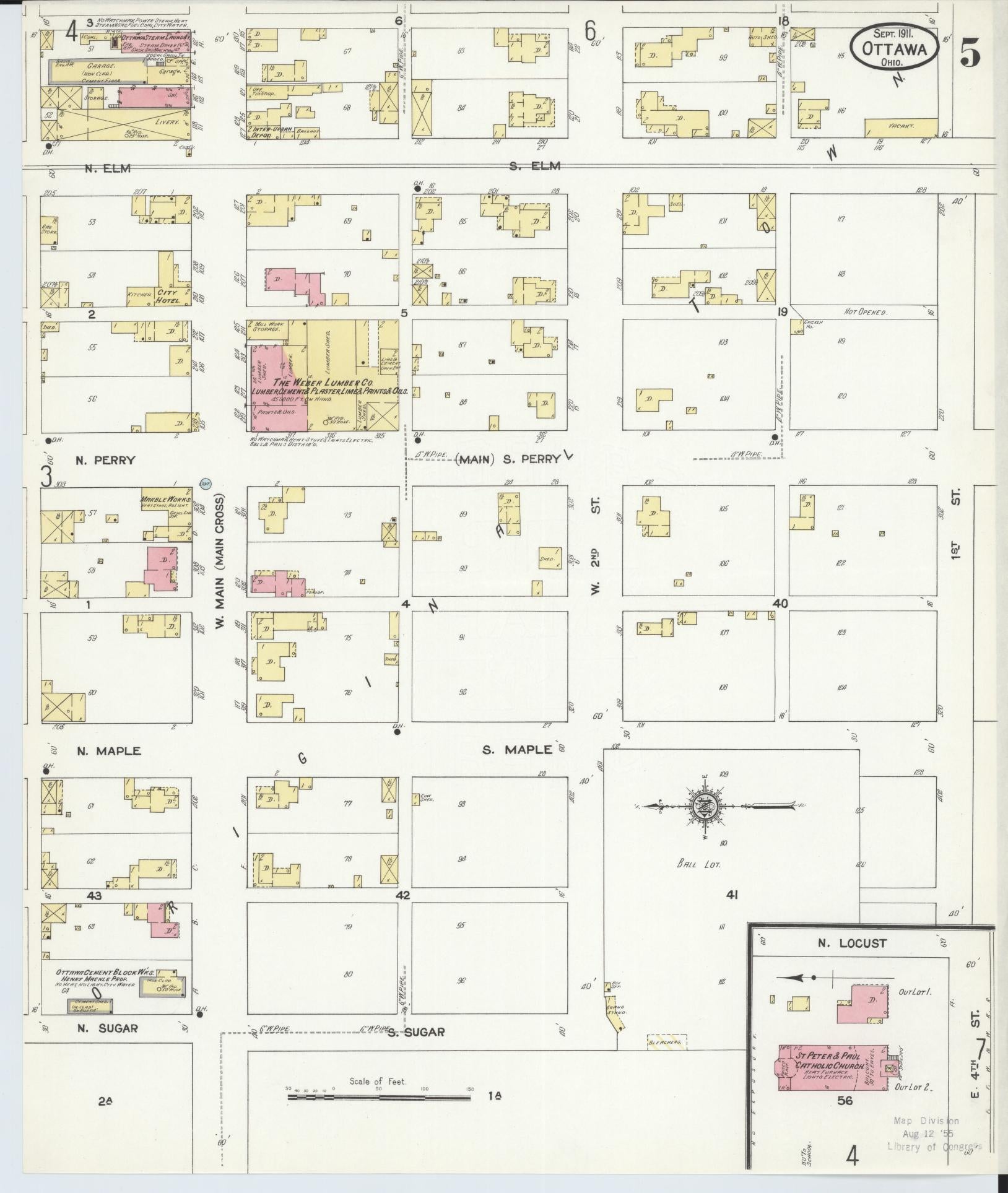 Sanborn Fire Insurance Map from Ottawa, Putnam County, Ohio (1911), Sheet #0005 - Complete Map Set gallery image, historic Sanborn map, vintage wall art, Ohio Ohio
